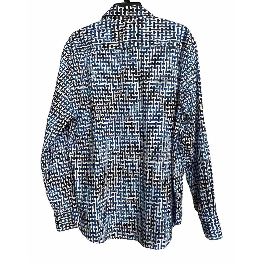 Robert Graham Shirt Long Sleeve Button Up Slim Fit Flip Cuff Geometric Mens XXL - Picture 2 of 9